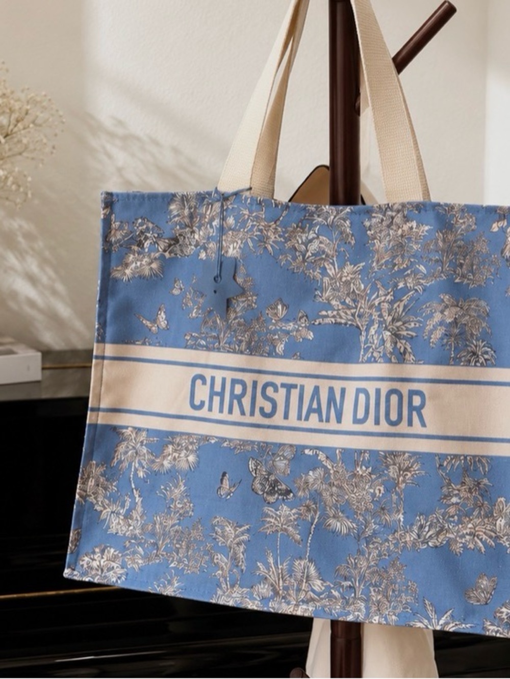 Dior Blue and Cream Toile Canvas Tote